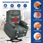 Fauteuil inclinable releveur en flanelle gris et marron, pour 1 personne