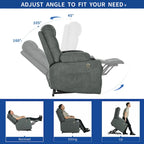 Fauteuil inclinable releveur en flanelle gris et marron, pour 1 personne