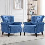 Fauteuil rembourré capitonné à accoudoirs roulés, motifs floraux et unis, avec garniture cloutée, une place, lot de 2