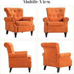 Fauteuil rembourré capitonné à accoudoirs roulés, motifs floraux et unis, avec garniture cloutée, une place, lot de 2