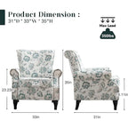 Fauteuil rembourré capitonné à accoudoirs roulés, motifs floraux et unis, avec garniture cloutée, une place, lot de 2