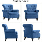 Fauteuil rembourré capitonné à accoudoirs roulés, motifs floraux et unis, avec garniture cloutée, une place, lot de 2