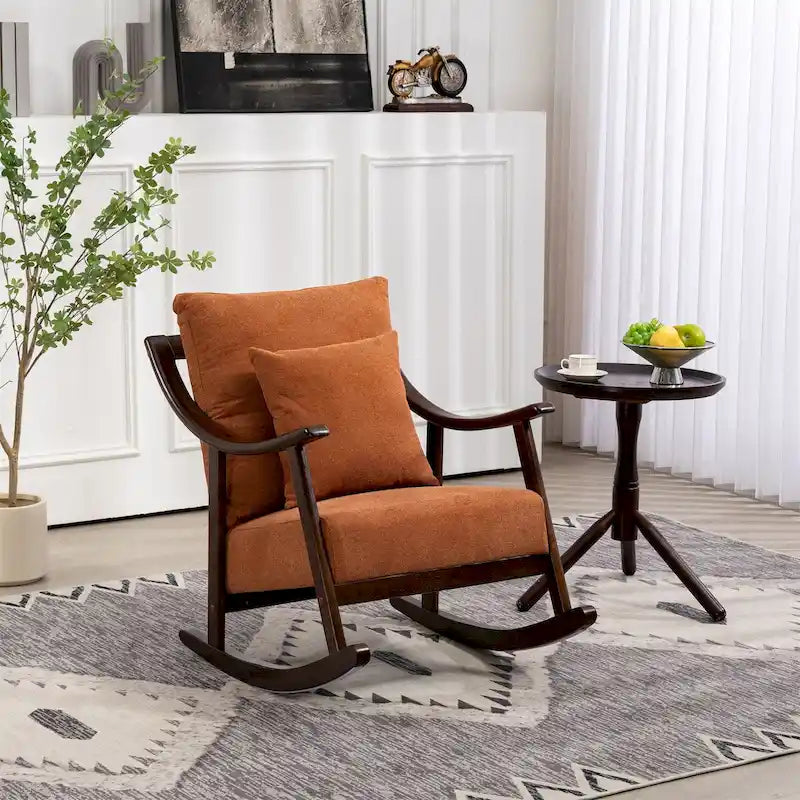 Fauteuil à bascule en tissu tressé jaune / marron clair / vert clair, une place