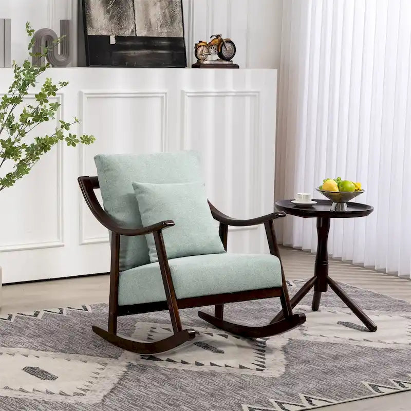 Fauteuil à bascule en tissu tressé jaune / marron clair / vert clair, une place