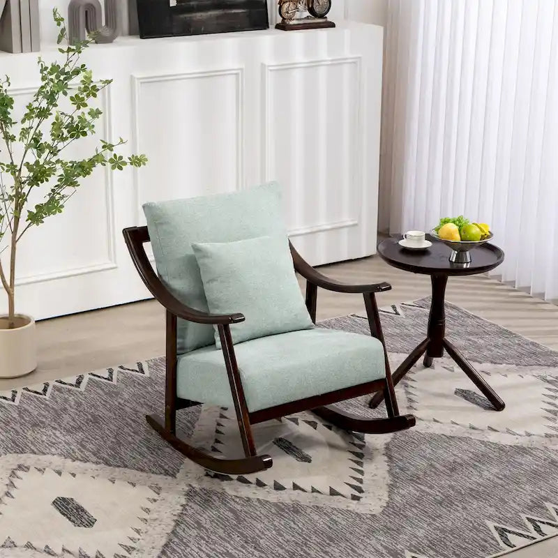 Fauteuil à bascule en tissu tressé jaune / marron clair / vert clair, une place