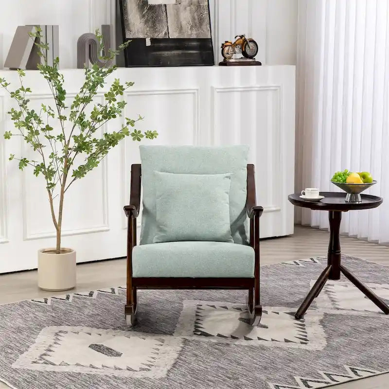 Fauteuil à bascule en tissu tressé jaune / marron clair / vert clair, une place