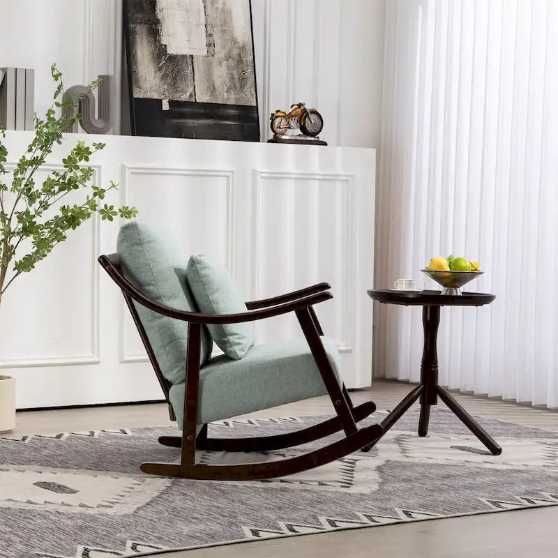 Fauteuil à bascule en tissu tressé jaune / marron clair / vert clair, une place