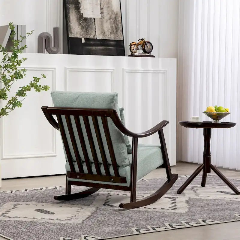 Fauteuil à bascule en tissu tressé jaune / marron clair / vert clair, une place