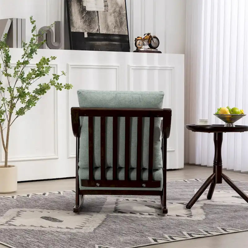Fauteuil à bascule en tissu tressé jaune / marron clair / vert clair, une place