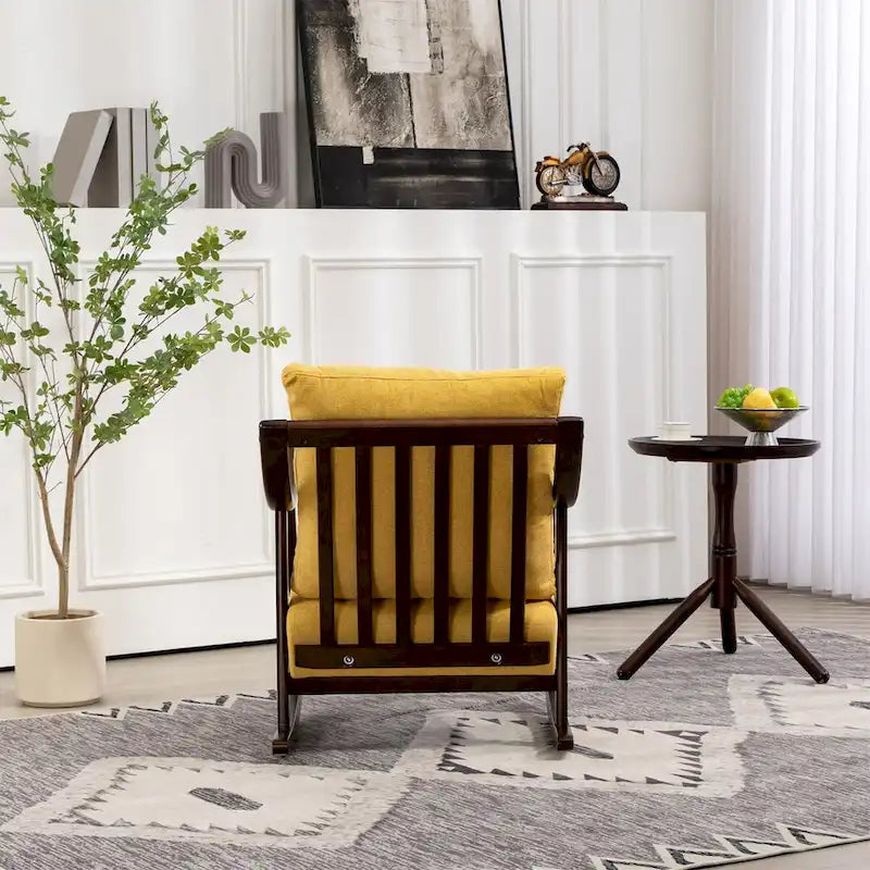 Fauteuil à bascule en tissu tressé jaune / marron clair / vert clair, une place