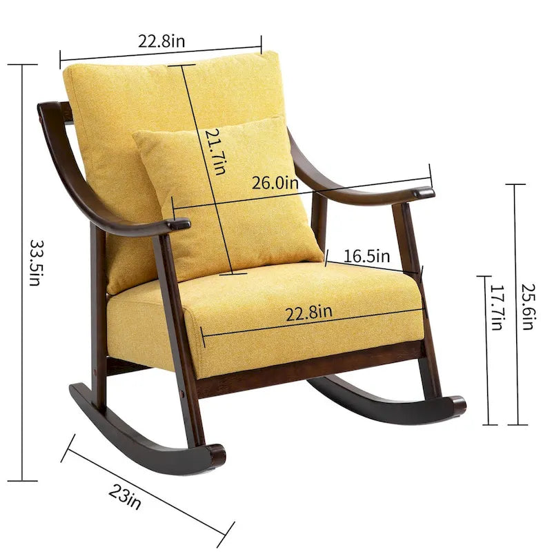 Fauteuil à bascule en tissu tressé jaune / marron clair / vert clair, une place