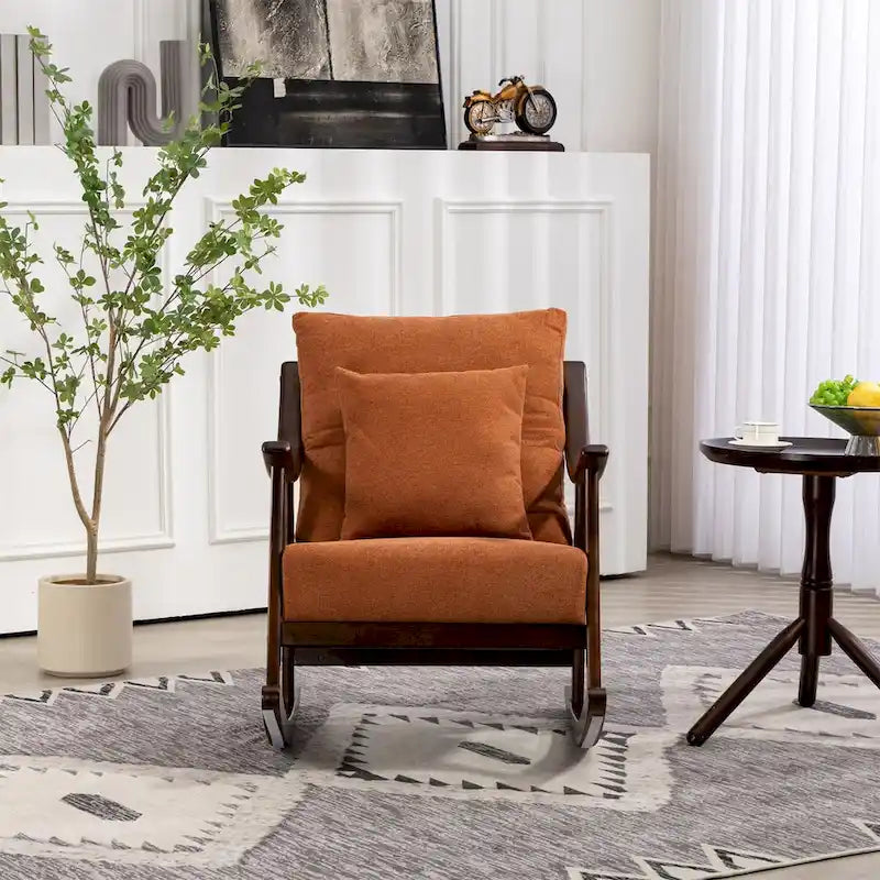 Fauteuil à bascule en tissu tressé jaune / marron clair / vert clair, une place