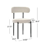 Lot de 2 chaises de salle à manger avec dossier incurvé en tissu bouclé, blanc/gris/vert/marron