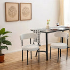 Lot de 2 chaises de salle à manger avec dossier incurvé en tissu bouclé, blanc/gris/vert/marron