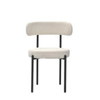 Lot de 2 chaises de salle à manger avec dossier incurvé en tissu bouclé, blanc/gris/vert/marron