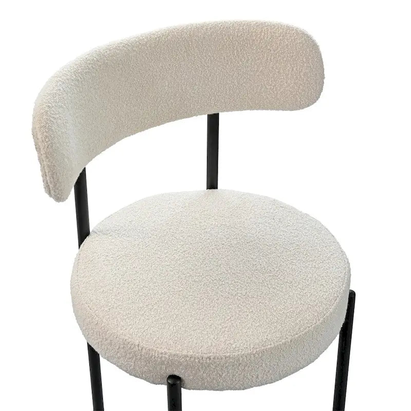 Lot de 2 chaises de salle à manger avec dossier incurvé en tissu bouclé, blanc/gris/vert/marron