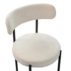 Lot de 2 chaises de salle à manger avec dossier incurvé en tissu bouclé, blanc/gris/vert/marron