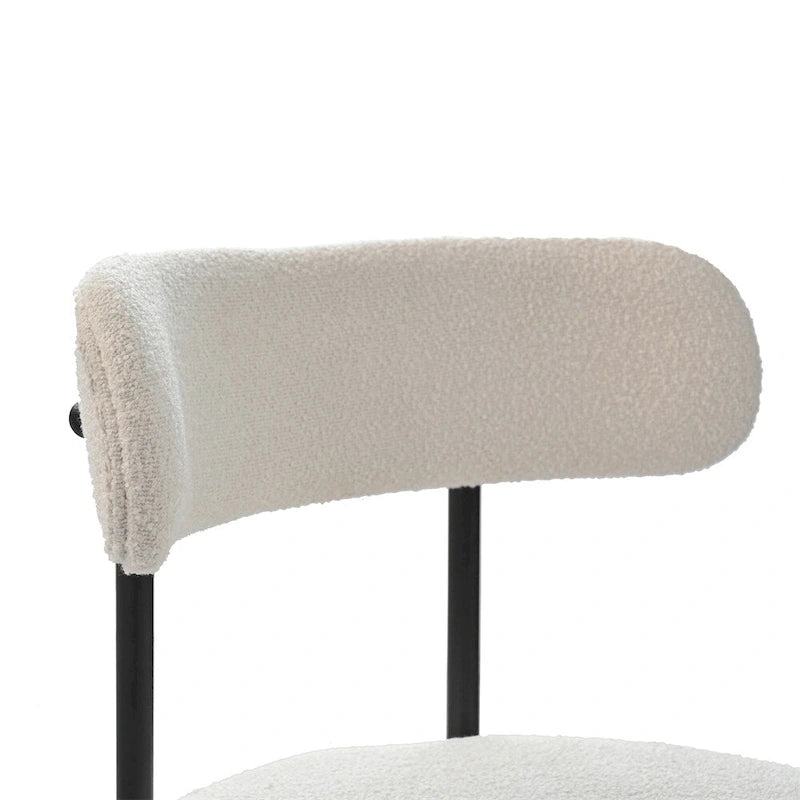 Lot de 2 chaises de salle à manger avec dossier incurvé en tissu bouclé, blanc/gris/vert/marron