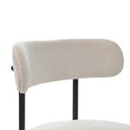 Lot de 2 chaises de salle à manger avec dossier incurvé en tissu bouclé, blanc/gris/vert/marron