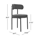 Lot de 2 chaises de salle à manger avec dossier incurvé en tissu bouclé, blanc/gris/vert/marron