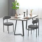 Lot de 2 chaises de salle à manger avec dossier incurvé en tissu bouclé, blanc/gris/vert/marron