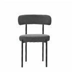 Lot de 2 chaises de salle à manger avec dossier incurvé en tissu bouclé, blanc/gris/vert/marron