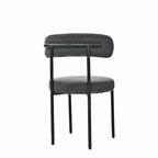 Lot de 2 chaises de salle à manger avec dossier incurvé en tissu bouclé, blanc/gris/vert/marron