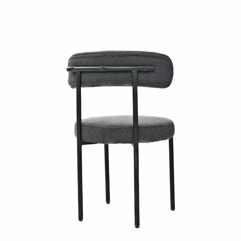 Lot de 2 chaises de salle à manger avec dossier incurvé en tissu bouclé, blanc/gris/vert/marron