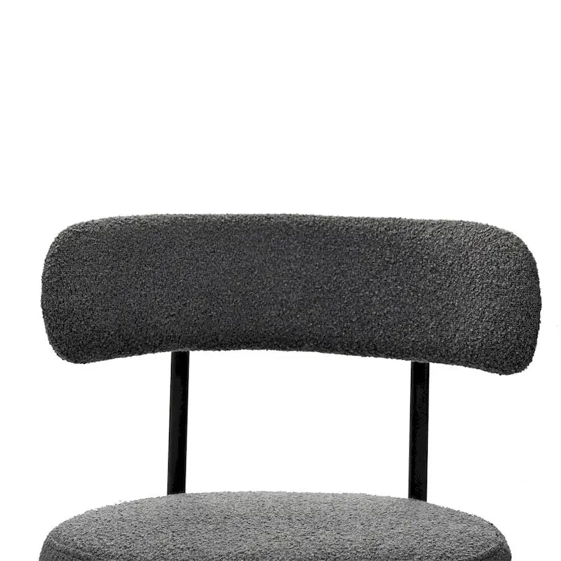 Lot de 2 chaises de salle à manger avec dossier incurvé en tissu bouclé, blanc/gris/vert/marron