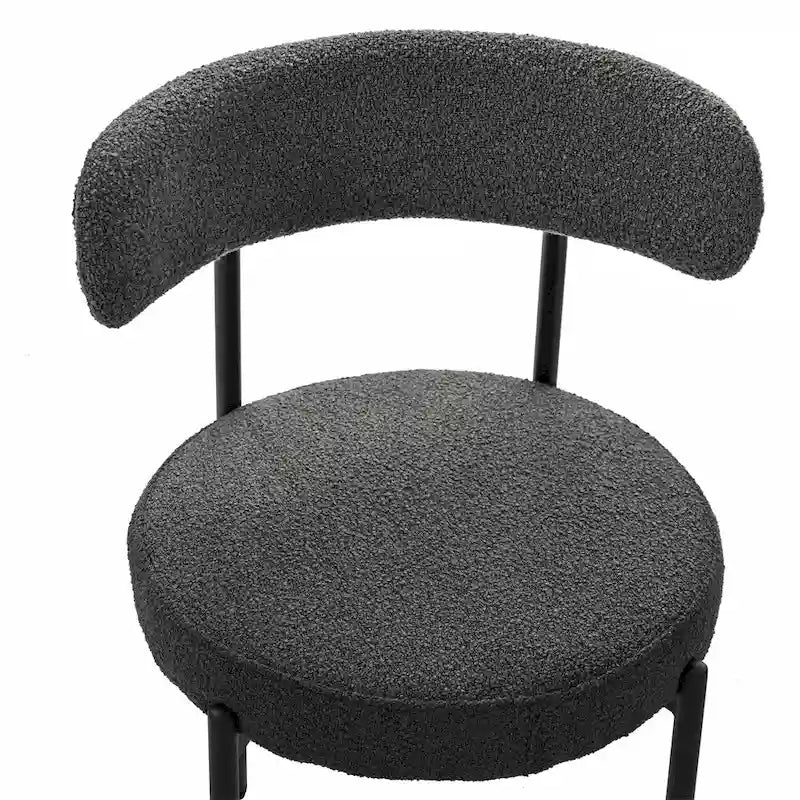 Lot de 2 chaises de salle à manger avec dossier incurvé en tissu bouclé, blanc/gris/vert/marron