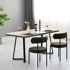 Lot de 2 chaises de salle à manger avec dossier incurvé en tissu bouclé, blanc/gris/vert/marron
