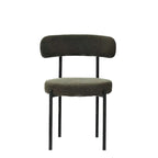 Lot de 2 chaises de salle à manger avec dossier incurvé en tissu bouclé, blanc/gris/vert/marron