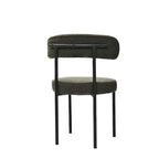 Lot de 2 chaises de salle à manger avec dossier incurvé en tissu bouclé, blanc/gris/vert/marron