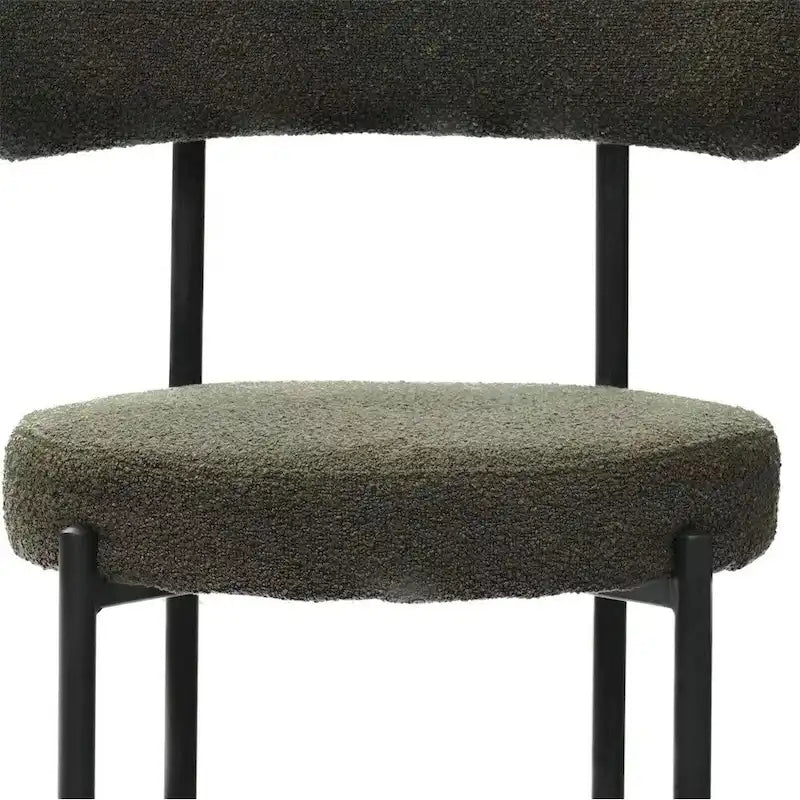 Lot de 2 chaises de salle à manger avec dossier incurvé en tissu bouclé, blanc/gris/vert/marron