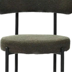 Lot de 2 chaises de salle à manger avec dossier incurvé en tissu bouclé, blanc/gris/vert/marron