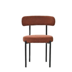 Lot de 2 chaises de salle à manger avec dossier incurvé en tissu bouclé, blanc/gris/vert/marron