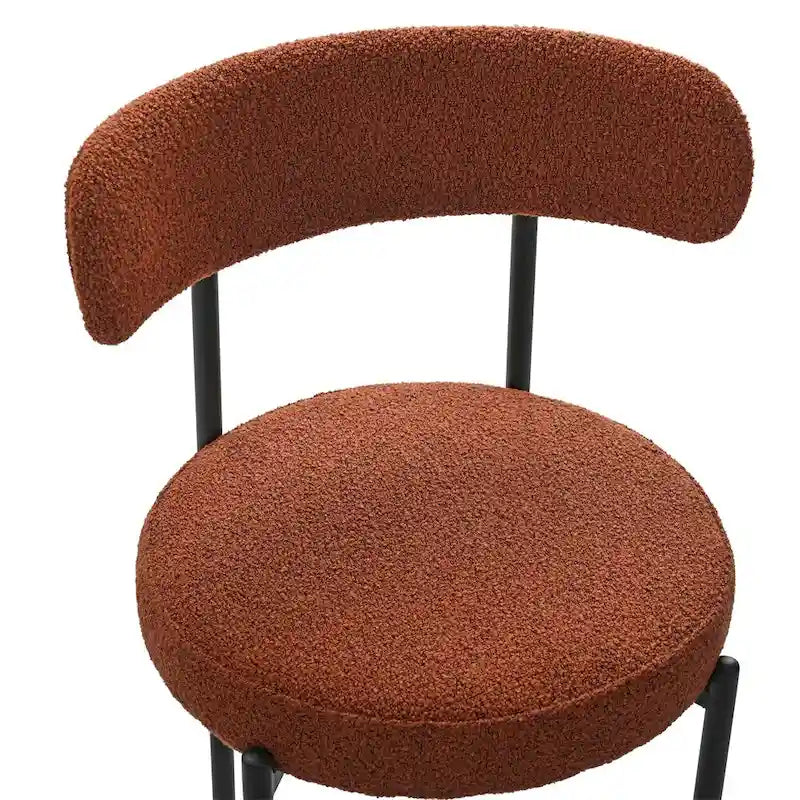 Lot de 2 chaises de salle à manger avec dossier incurvé en tissu bouclé, blanc/gris/vert/marron