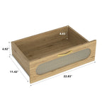 Commode 6 tiroirs en bois naturel et doré, simple, L119 x P41 x H79 cm