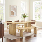 Table de salle à manger rectangulaire et banc en Chêne / Noyer, 8 places
