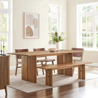 Table de salle à manger rectangulaire et banc en Chêne / Noyer, 8 places