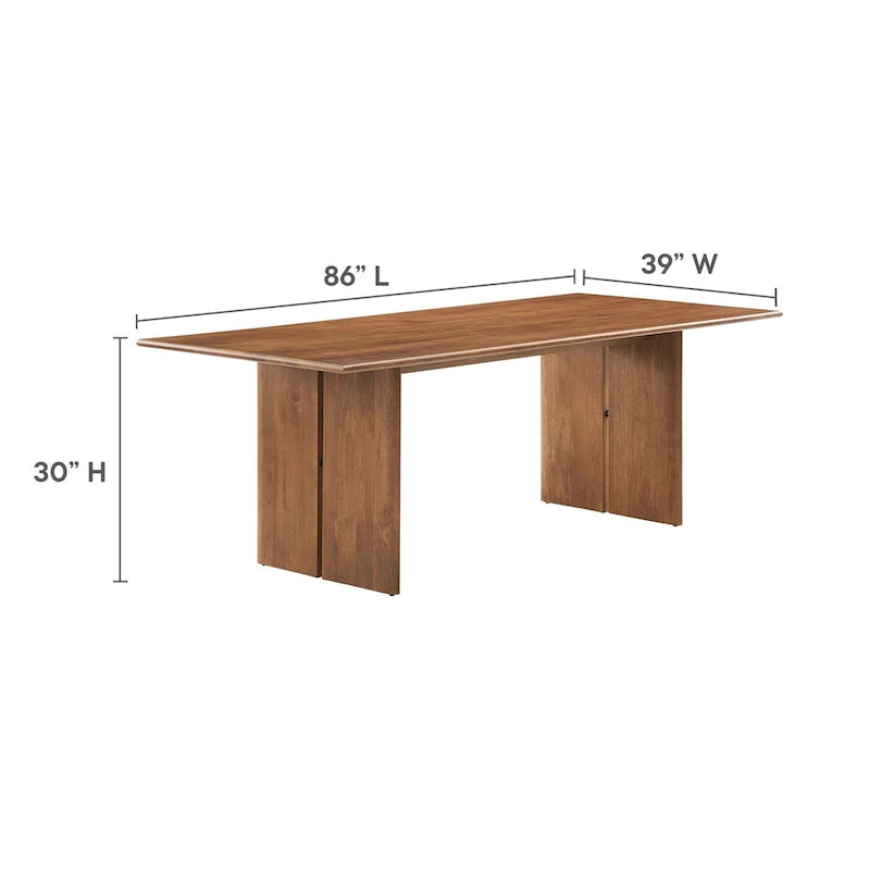 Table de salle à manger rectangulaire et banc en Chêne / Noyer, 8 places
