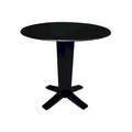 Table de salle à manger à pied central, rabattable, noire/hickory, 2 à 4 places
