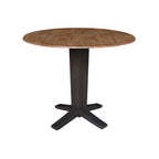 Table de salle à manger à pied central, rabattable, noire/hickory, 2 à 4 places