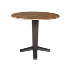Table de salle à manger à pied central, rabattable, noire/hickory, 2 à 4 places