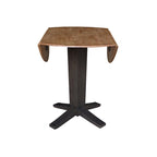 Table de salle à manger à pied central, rabattable, noire/hickory, 2 à 4 places