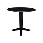 Table de salle à manger à pied central, rabattable, noire/hickory, 2 à 4 places