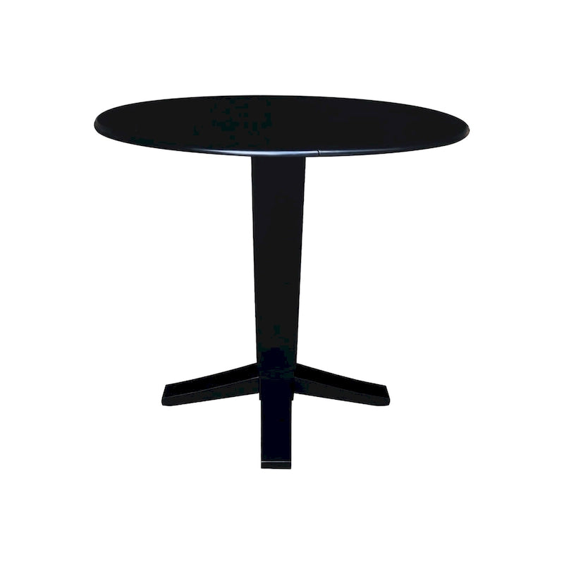 Table de salle à manger à pied central, rabattable, noire/hickory, 2 à 4 places