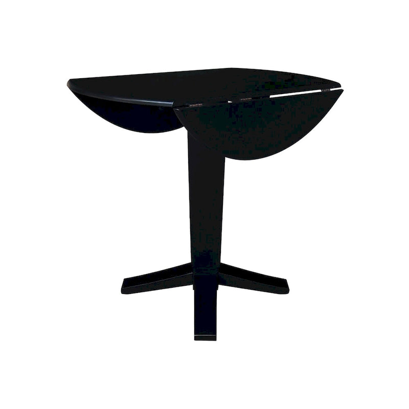 Table de salle à manger à pied central, rabattable, noire/hickory, 2 à 4 places