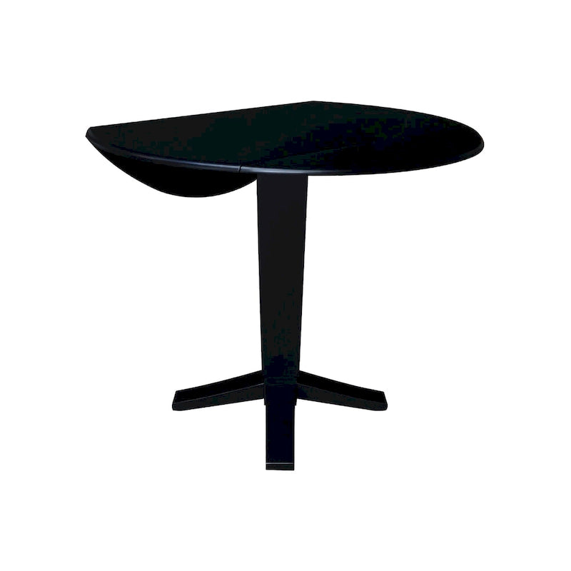 Table de salle à manger à pied central, rabattable, noire/hickory, 2 à 4 places