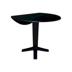 Table de salle à manger à pied central, rabattable, noire/hickory, 2 à 4 places